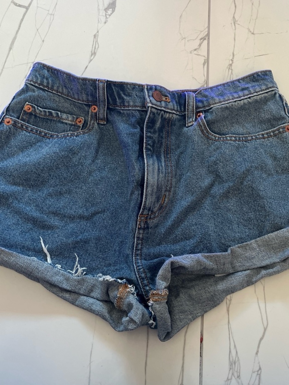 PINK Victoria's Secret Dark Blue Rolled Hem Denim Shorts